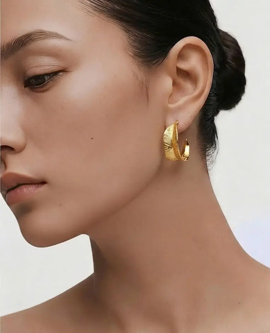 個性芭蕉葉造型金屬耳環 LUX GLOW